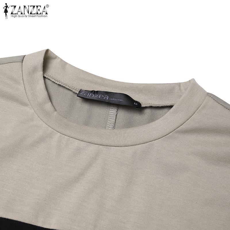 ZANZEA Женское повседневное платье с длинным рукавом в стиле пэчворк, свободное, плиссированное