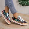 Fashion Women Sneakers Elegant Floral Printed Lace Up Flat Women Shoes Fashion Round Toe Comfortable Vulcanized Casual Shoes for Women