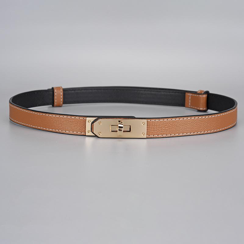 2024 Ретро женский тонкий пояс, летний узкий пояс из натуральной кожи, универсальный тонкий пояс на талии, одинаковые украшения для платья