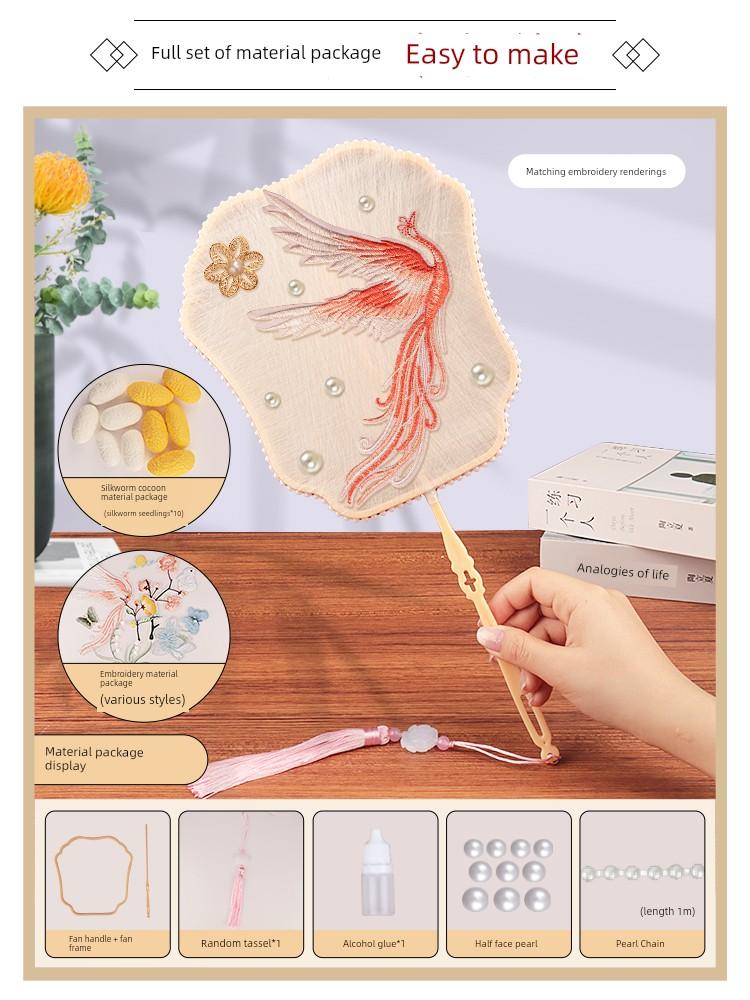 Children's Handmade Traditional Silk Fan DIY Material Kit for Making a Frame Fan for Warm-Up Activities and Team Building in a Traditional Style
