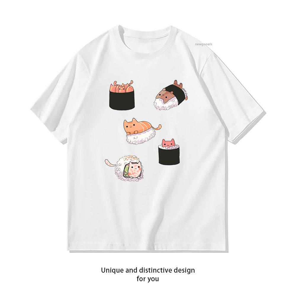 kawaii Sushi Cats tshirt woUnisex Unisex Summer fashion Casual cotton printed t shirts Oneck Shortsleev Creative Gift tee