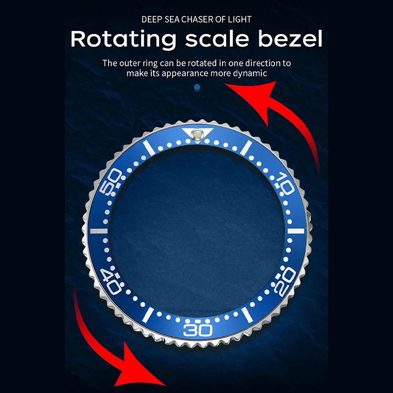 Men's Business Leisure Watch Volcanic Lava Texture Scratch Resistant Glass Waterproof Rotating Bezel Night Light Quartz Wristwatches