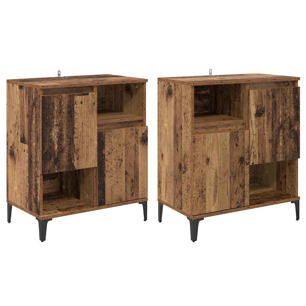 Sideboards 2 pcs Reclaimed Wood Look 60 x 35 x 70 cm Particleboard