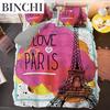 Комплект постельного белья с рисунком Эйфелевой башни из микрофибры с рисунком Парижа и всемирно известной архитектуры «Я люблю Париж» для девочек и женщин