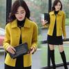 Spring Autumn Woolen Coat Fashion  Women's Wooljacket Short Single-breasted Yellow Female Outwear  Mother
