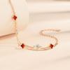 Clover S925 Sterling Silver Double-Layer Bracelet Female Mori Style Simple Temperament Bracelet Agate Diamond Bracelet