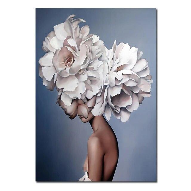 Женская голова с цветами, холст, живопись, скандинавские настенные художественные постеры, модная женская портретная картина, украшение для дома, спальни, без рамки