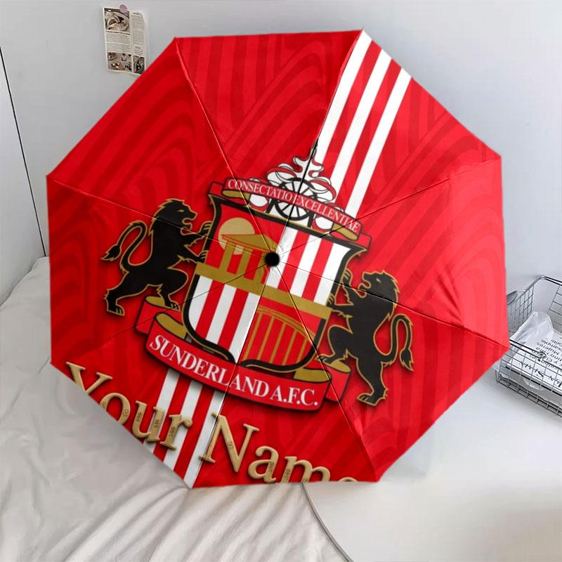 1 PC Automatic Folding Umbrella - Sunderland A.F Custom Name Pattern, Portable & Foldable Design with 8 Ribs, Christmas Birthday Gifts