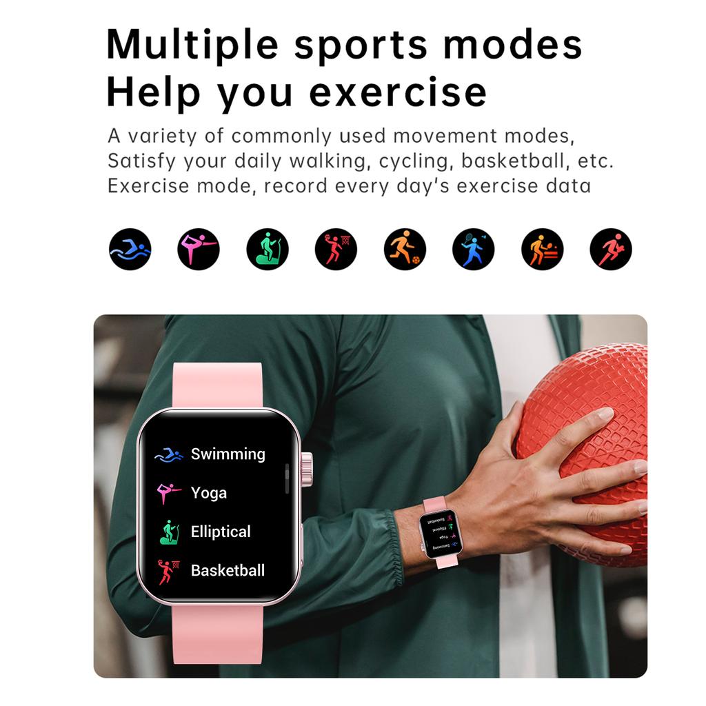 Умные часы с беспроводным вызовом Bluetooth, монитор сна, мультиспортивный режим, трекер активности, совместимый с Android и IPhone
