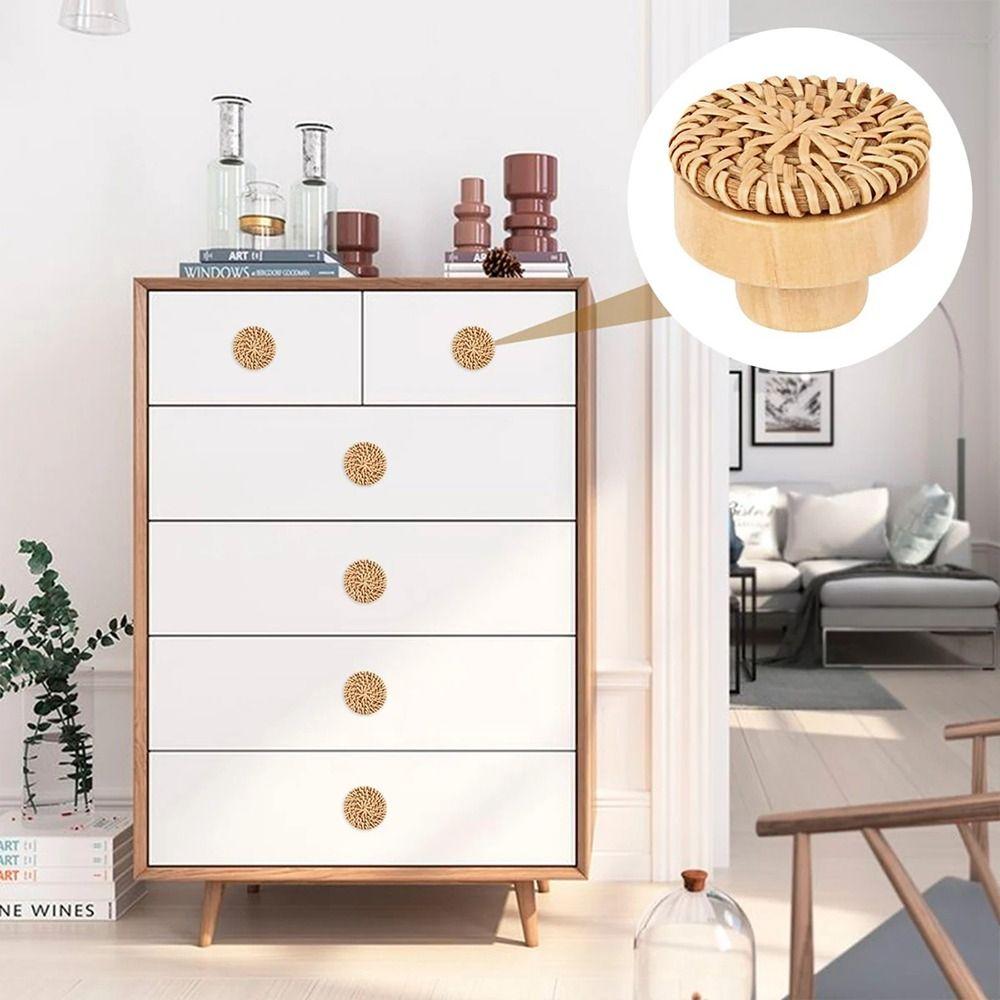 2/4/6/8Pcs Round Cabinets Dresser Handles Wooden Door Pulls Furniture Hardware Accessories