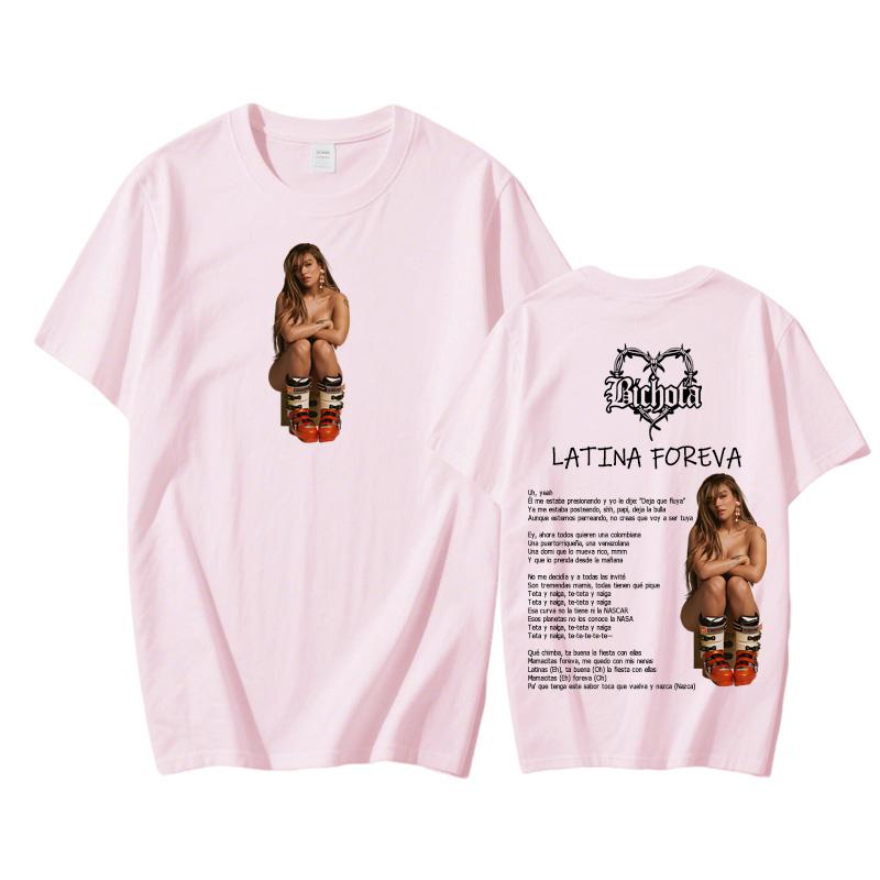 KAROL G LATINA FOREVA 2025 НОВЫЕ Топы Хип-хоп Футболка с графическим принтом Унисекс Круглый вырез Мягкая одежда 100% хлопок Высококачественная футболка