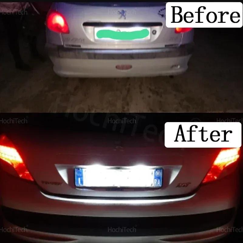 Для Peugeot 206 207 307 308 407 5008 Partner Citroen C3 C4 C5 2x Светодиодная лампа подсветки номерного знака LED SMD для задней части автомобиля 6000K
