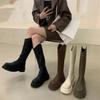 Medium Tube Knight Boots Women's Shoes 2025 New Autumn and Winter Small Boots Platform Muffin Shoes Fashion Boots
