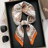 1PC Luxury Scarf For Women Soft Stain Neckerchief Chain Printing Square Scarf Bandanna Spring/Summer Headband Hair Scarf