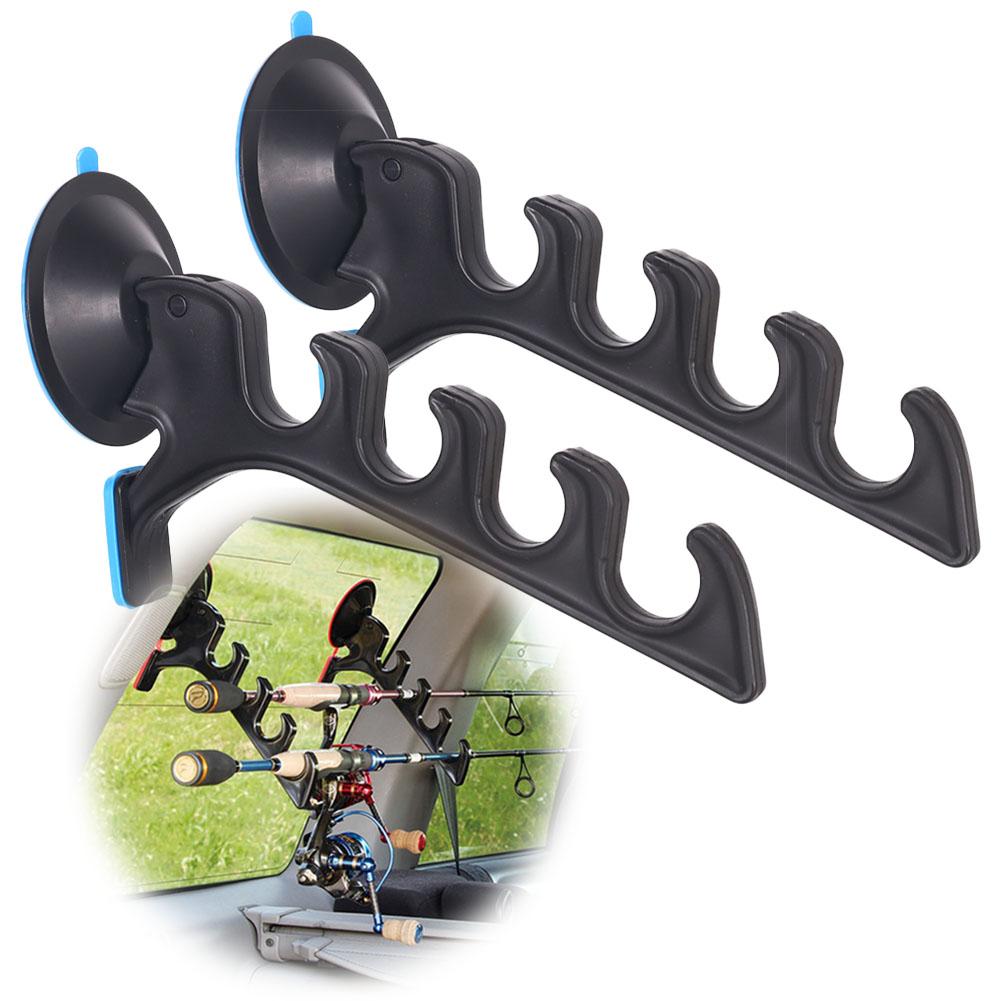 Fishing Rod Rack Horizontal Organizer Support Suction Cup Fishing Rod Rack Adjustable Fishing Pole Holder For Vehicle Truck 2PCS