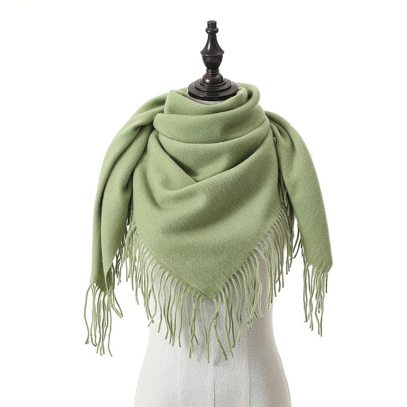 New Solid Color Wool Square Scarf Women's Imitation Cashmere Autumn and Winter Warm Scarf Cashmere Shawl