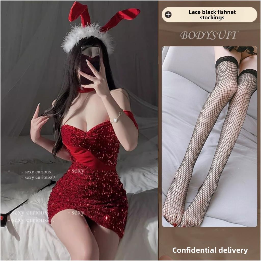 Sexy Christmas Lingerie Seduction Robe Uniform Suit Pajamas Sex Passion Winter Bunny