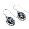 Natural Snowflake Obsidian Gemstone 925 Solid Sterling Silver Earring 1.25" K4C17