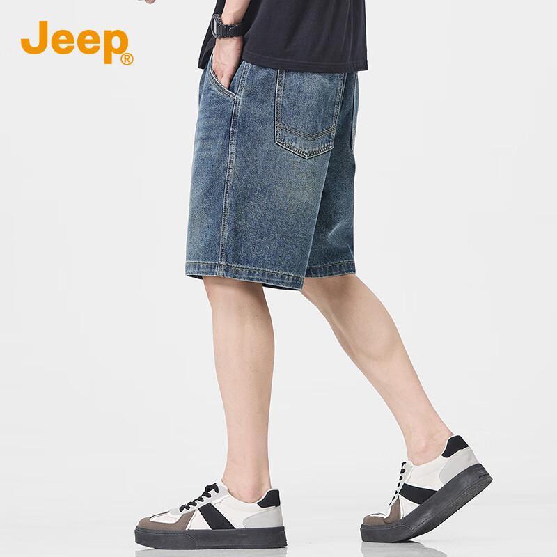 JEEP Men's Retro Washed Denim Shorts