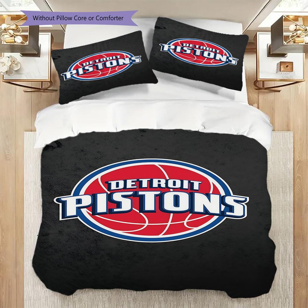 Vibrant Detroit Pistons NBA Spirit Bedding(1 * duvet cover + 2 * pillowcase, without core) Soft and comfortable Duvet cover and pillowcase Bedding set