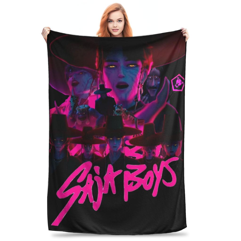 KPop Demon Hunters Huntrix Blue Tiger Derpy Blanket Super Soft Cozy Throw Blankets for Sofa 50x60 Inch Multi-size Bedspreads