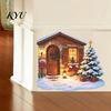 Christmas Wall Decals Winter Cottage Sticker, Self Adhesive PVC Waterproof Decal for Holiday Home Eco Friendly Room Art Decor, Realistic Snowy Wooden