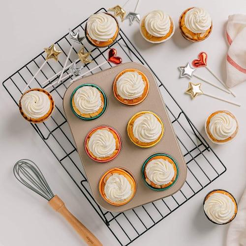 Katbite 150 Pcs Standard Size Parchment Paper Cupcake Liners, Christmas Cupcake Liners, Muffin Baking Liners, Heavy Duty Greaseproof Wrappers for Bake
