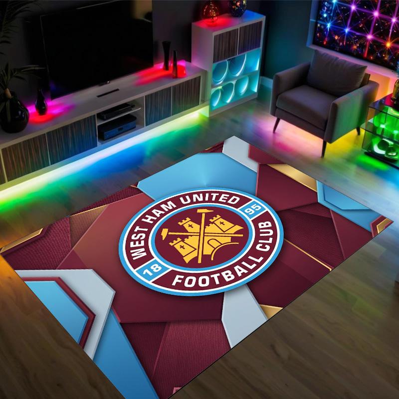 West Ham United Football Design Crystal Velvet Carpet Cozy Non?Slip Printed Rug For Bedroom Living Room Entrance