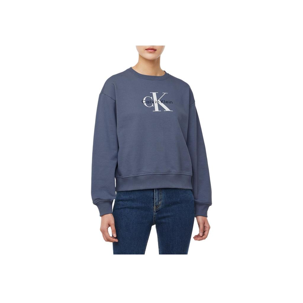 Calvin Klein Свободная толстовка с круглым вырезом и длинным рукавом с буквенным логотипом для женщин Темно-синяя 47B234G-FCG