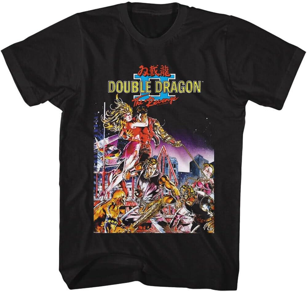 Double Dragon II Technos Video Game The Revenge Fighters Men's T Shirt Black