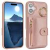 For iPhone 16 Case Litchi Texture PU Leather + TPU Zipper Wallet Kickstand Phone Cover