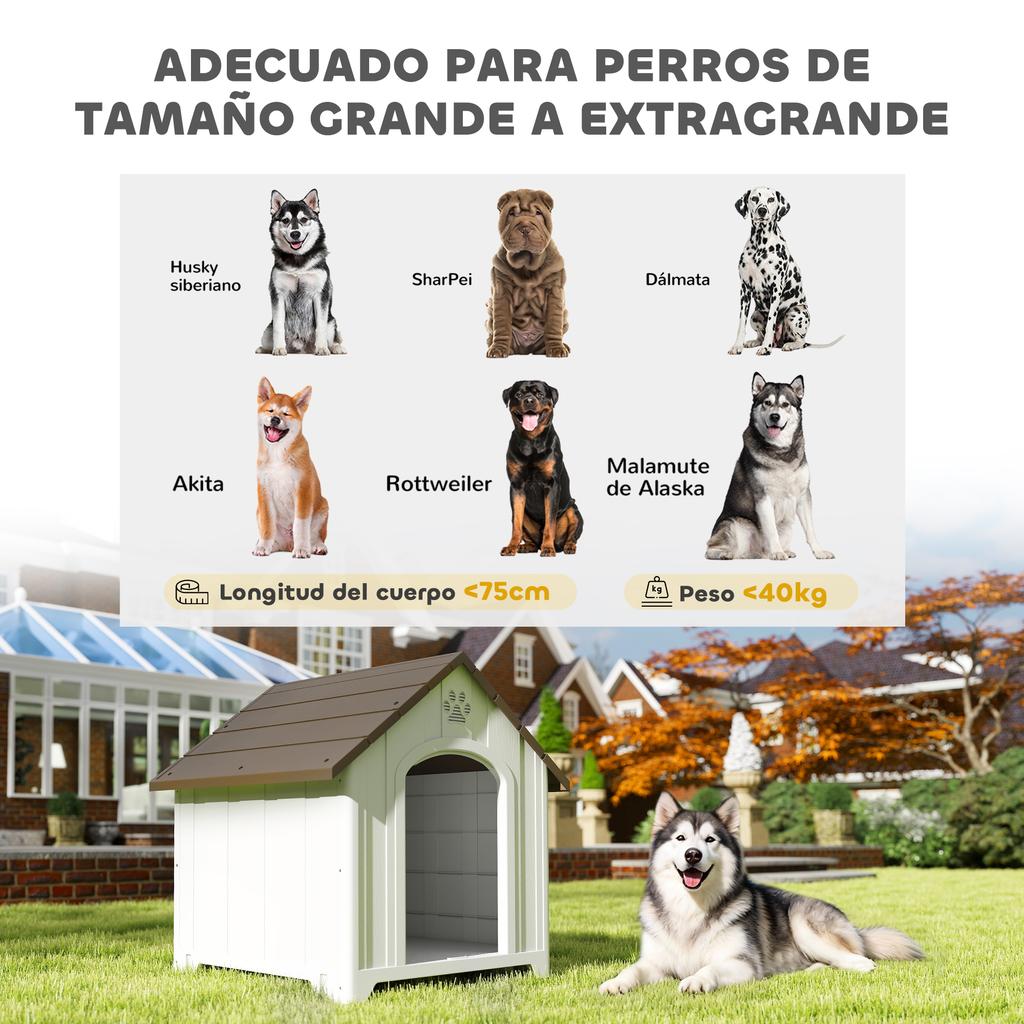 Outdoor Dog House Extra Large Plastic Dog House With 2 Windows Elevated Base Stakes Dark Brown