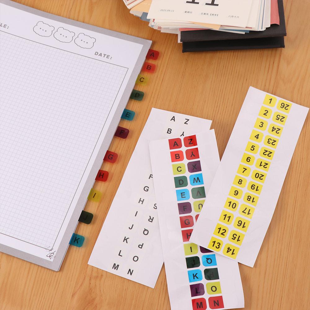 Colorful Alphabet Page Markers Waterproof Sticky Index Tabs Office Supplies
