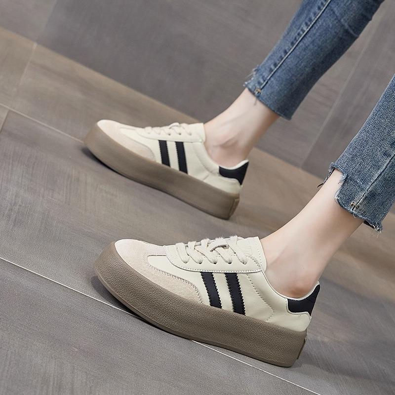 Женские туфли в стиле ретро, ​​туфли на толстой подошве, повседневные спортивные белые туфли