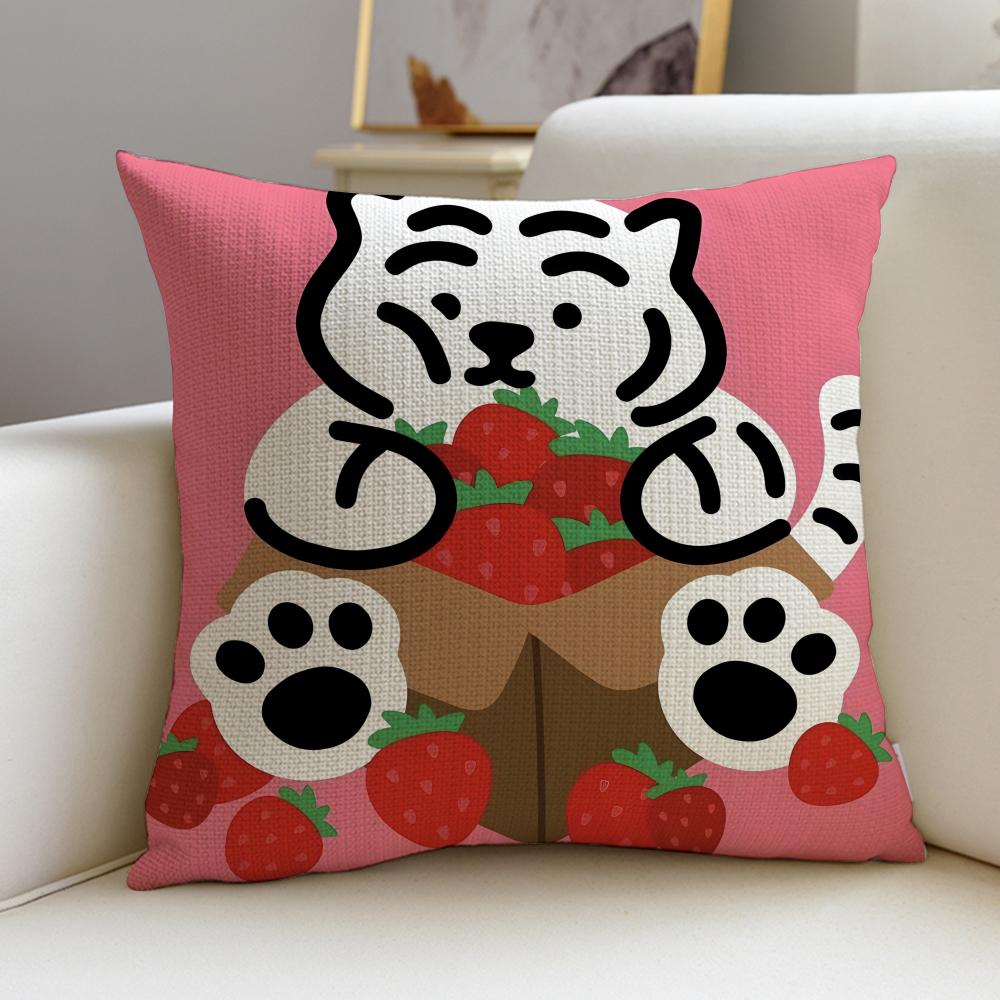 Cool MMUZIK TIGERS Cushion Cover Breathable and skinfriendly linen pillowcase square removable and washable cushion