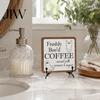Spooky Bathroom Shelf Decor Halloween Wooden Sign with Stand, Freestanding Gothic Tabletop Sign, Funny Text Table Centerpiece for Home Coffee