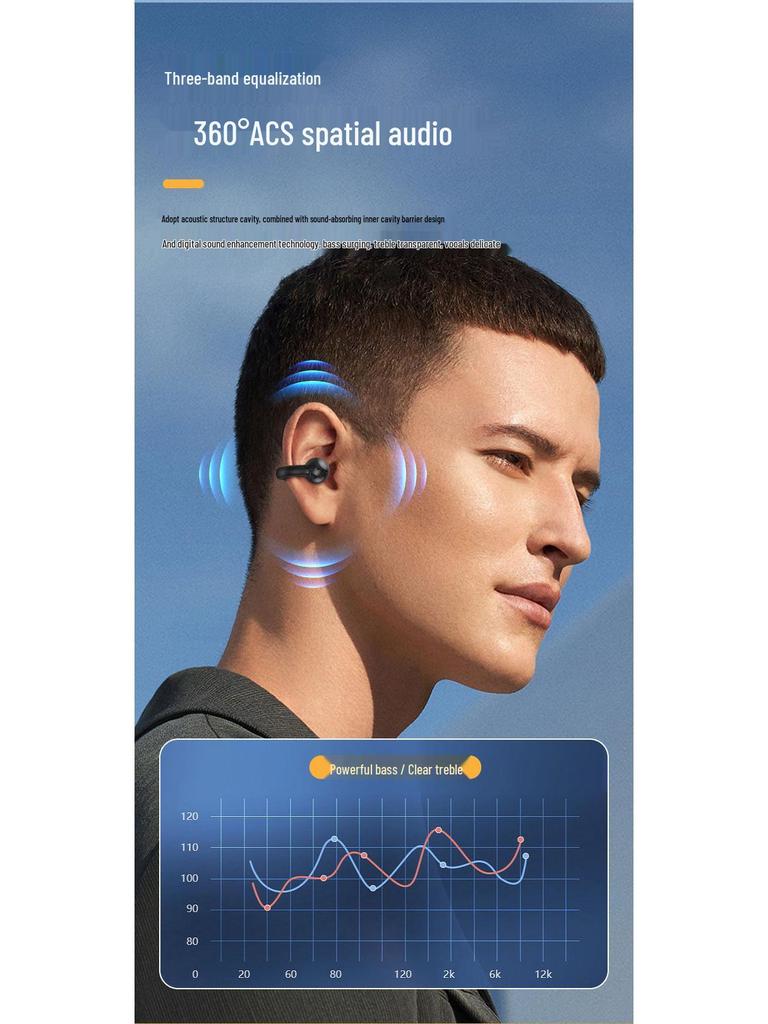 Беспроводные Bluetooth-наушники, не внутриканальные, сенсорное управление, длительное время ожидания, спортивный дизайн с зажимом на ухо, для одного уха
