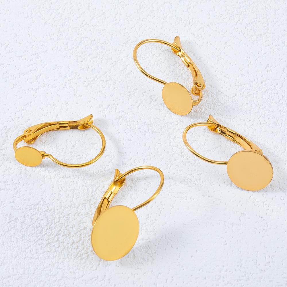 10pcs Stainless Steel Gold Plated French Earrings Base Lever Back Ear Wire Hoop Open Loop Earring Hooks for DIY Jewelry Making