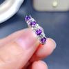 Amethyst-Colored Gemstone Open Ring - Women's Fashion Jewelry