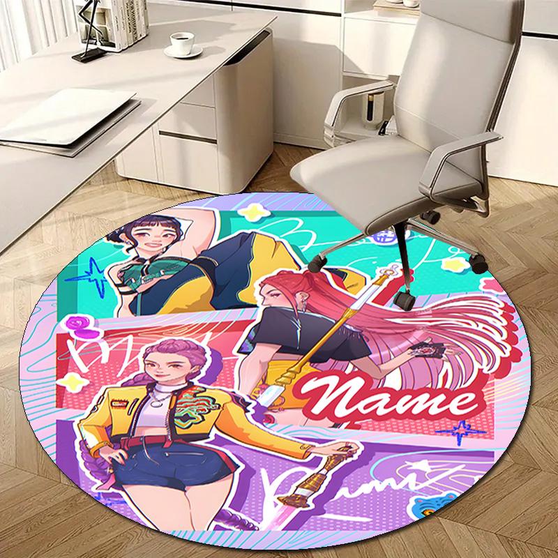 Personalized K-KPop Demon Hunters Round Chair Office Rug - Perfect for Mat, Office Chair & More - Ideal Gift for Birthdays and Holidays