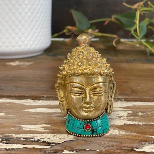 Buddha Head Statue Brass 8 cm