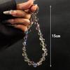 Glitter Crystal Bead Keychain Transparent Phone Lanyard Wrist Crystal Chain  for Women Girls