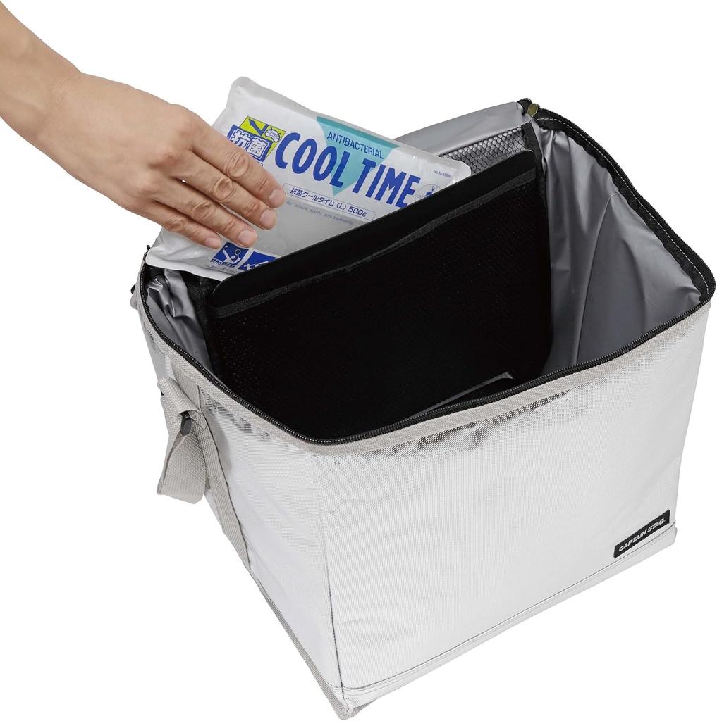 Captain Stag Изолированная сумка-холодильник Складная сумка-холодильник с двойным клапаном Вместимость 24 л Серебристый Delis