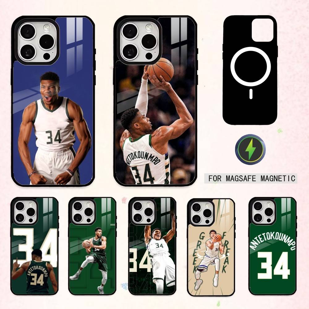 Чехол для телефона Giannis Antetokounmpo 34 для iPhone 17, 16, 15, 14, 13, 12, 11 Plus, Pro Max Магнитный для беспроводной зарядки Magsafe