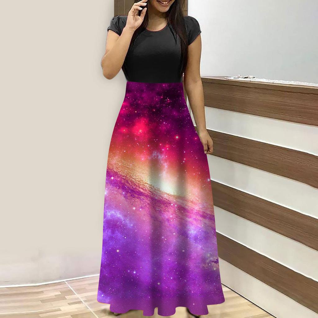 Женские модные повседневные свободные платья с круглым вырезом и коротким рукавом