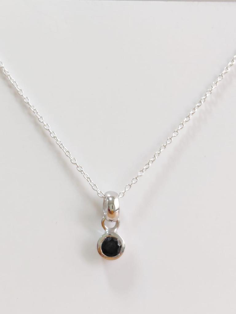Round Gemstone Pendant Necklace 18 Inch 925 Sterling Silver Rhodium Plated Minimalist Jewelry Gift for Women