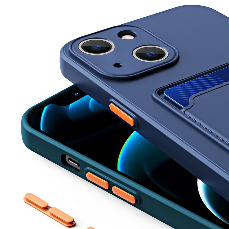 Модный однотонный чехол для телефона с отделением для карт памяти для iPhone 16 Pro 15 14 Pro Max 12 13 12 11 Pro XS XR 8 7 противоударный чехол на заднюю панель