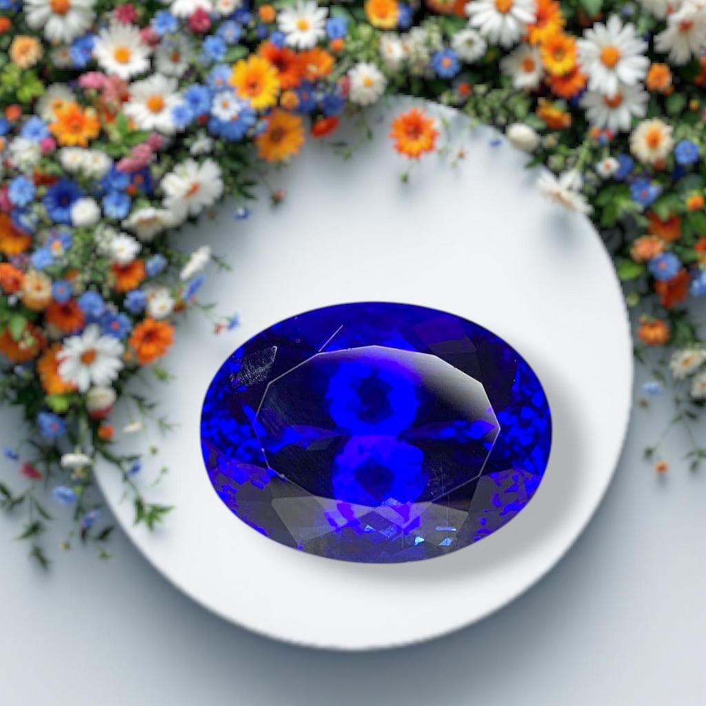 Huge Size Deep Blue Top Color Eye Clean Tanzanite Gemstone, Loose Oval Cut Gemstone.