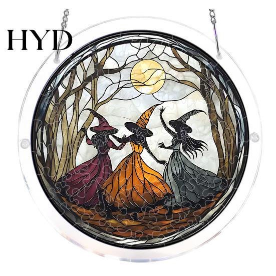 Halloween Puzzle Suncatcher Acrylic Jigsaw Suncatcher, Stained Glass Style DIY Sun No Glue Tools Catcher Puzzles, Gothic Window Hanging