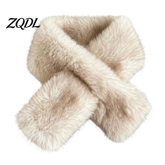 Cold Weather Thermal Wrap Faux Fur Collar Scarf for Women, Plush Neck Warmer Scarf, Fluffy Soft Velvet Scarves, Thanksgiving Christmas Fashion
